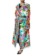 Dolce & Gabbana Multicolor Floral Print Belted Bathrobe Coat Jacket