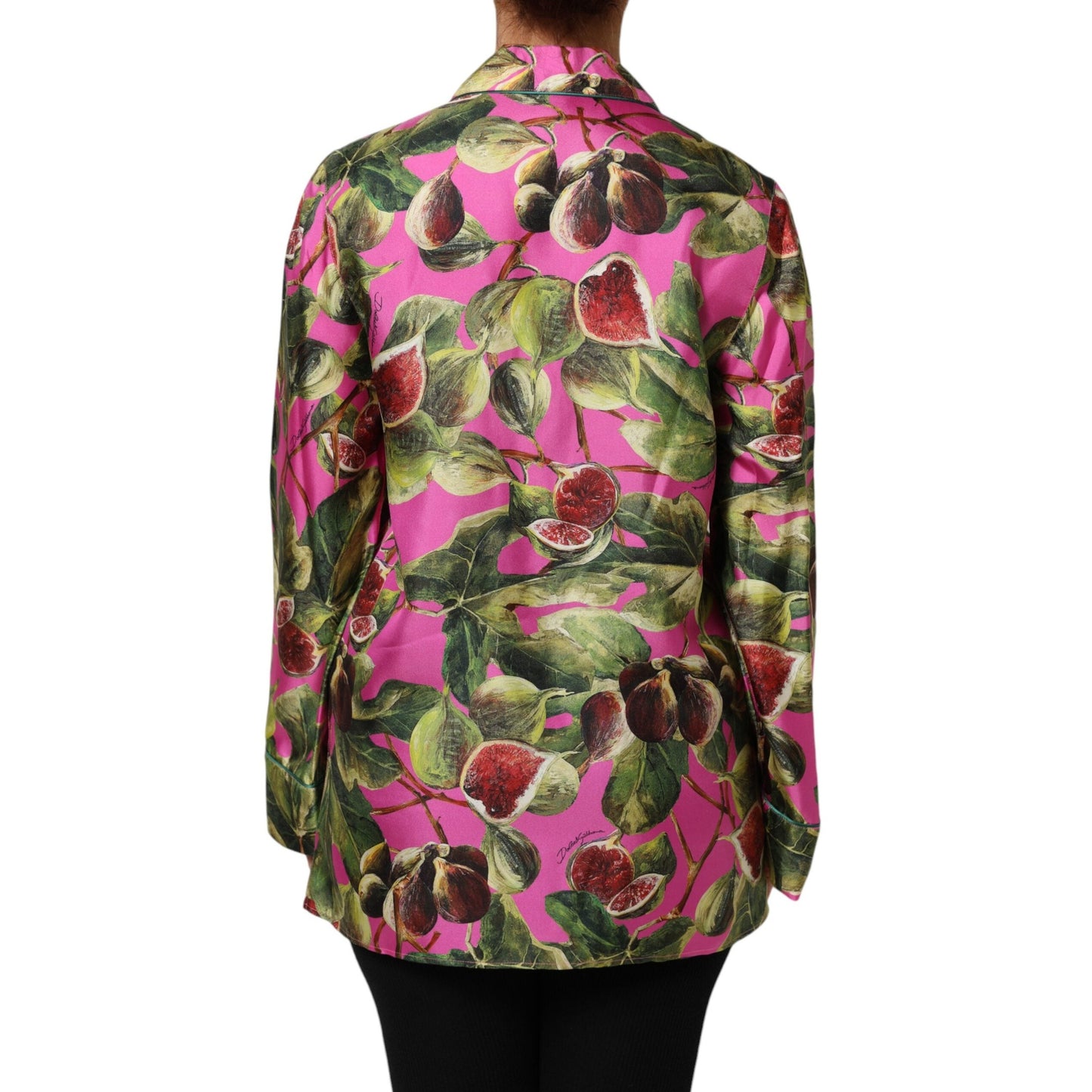 Dolce & Gabbana Hot Pink Fig Printed Silk Shirt Blouse Top