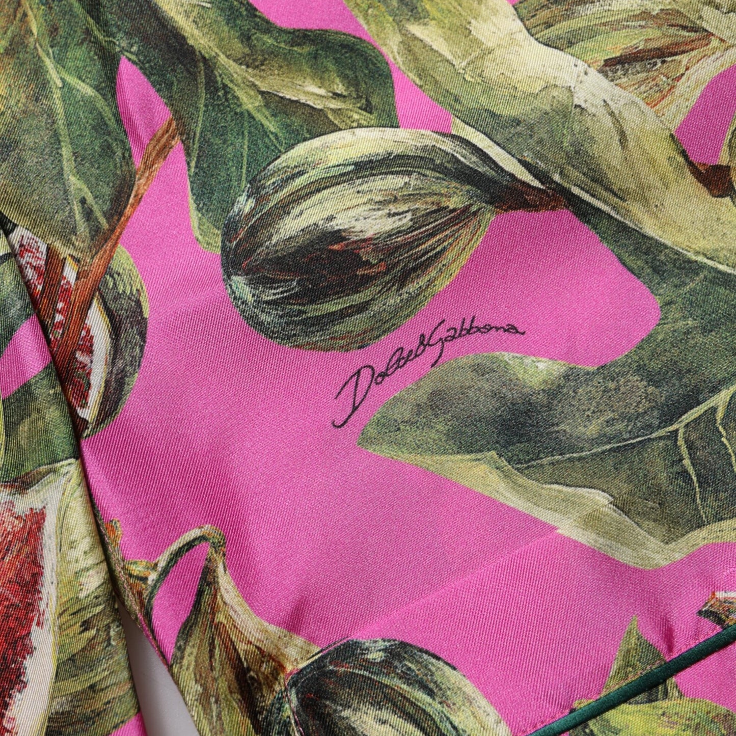 Dolce & Gabbana Hot Pink Fig Printed Silk Shirt Blouse Top