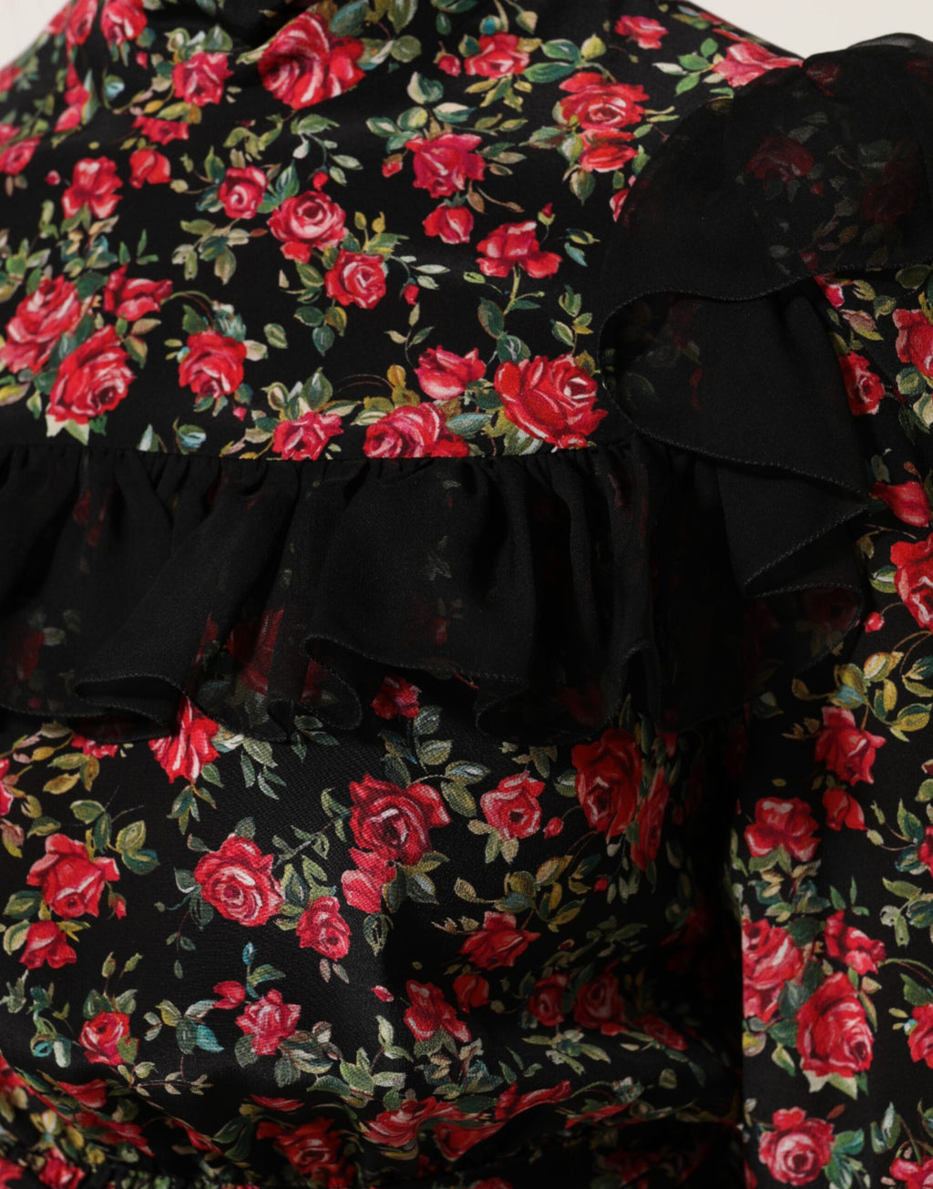Dolce & Gabbana Black Floral Print Long Sleeve Blouse Top - Eljoys Fashion 