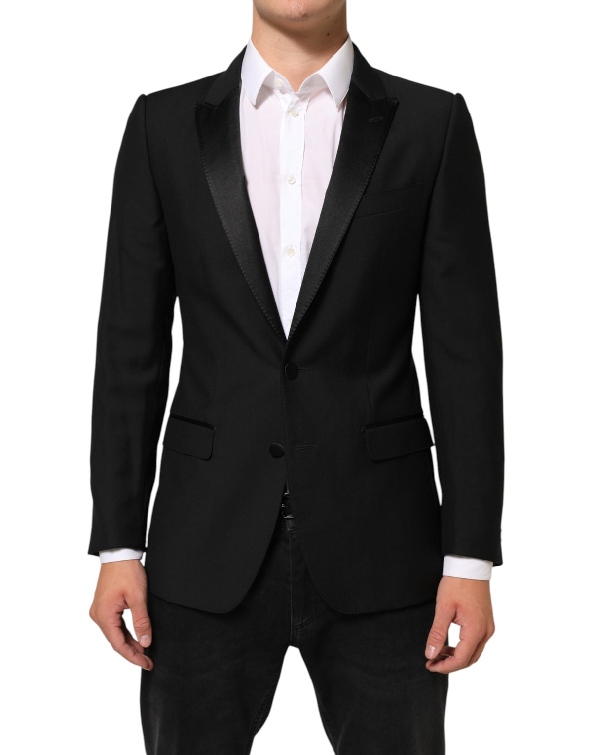 Dolce & Gabbana Black Wool MARTINI 2 Button Men Suit Blazer - Eljoys Fashion 