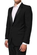 Dolce & Gabbana Black Wool MARTINI 2 Button Men Suit Blazer - Eljoys Fashion 
