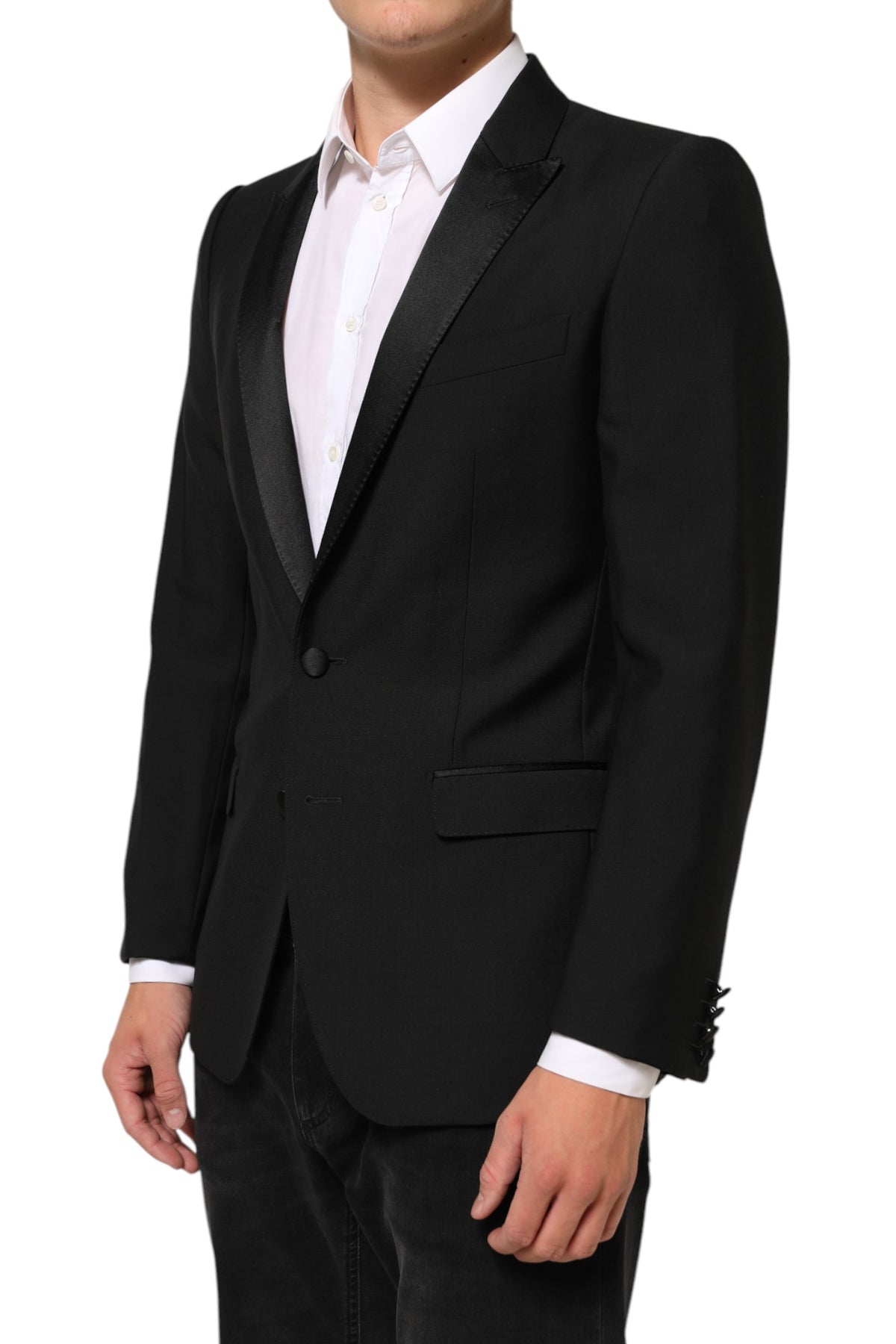 Dolce & Gabbana Black Wool MARTINI 2 Button Men Suit Blazer - Eljoys Fashion 