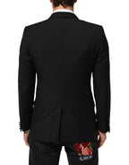 Dolce & Gabbana Black Wool MARTINI 2 Button Men Suit Blazer - Eljoys Fashion 