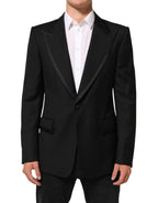 Dolce & Gabbana Black Wool 1 Button Suit Jacket Men Blazer - Eljoys Fashion 