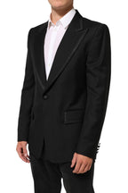 Dolce & Gabbana Black Wool 1 Button Suit Jacket Men Blazer - Eljoys Fashion 