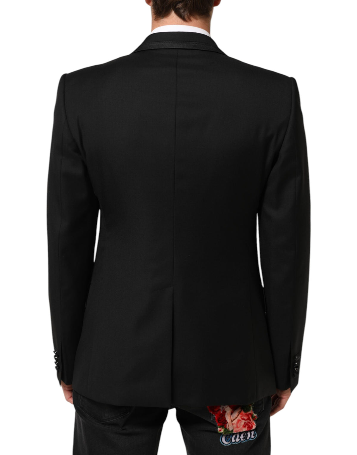 Dolce & Gabbana Black Wool 1 Button Suit Jacket Men Blazer - Eljoys Fashion 