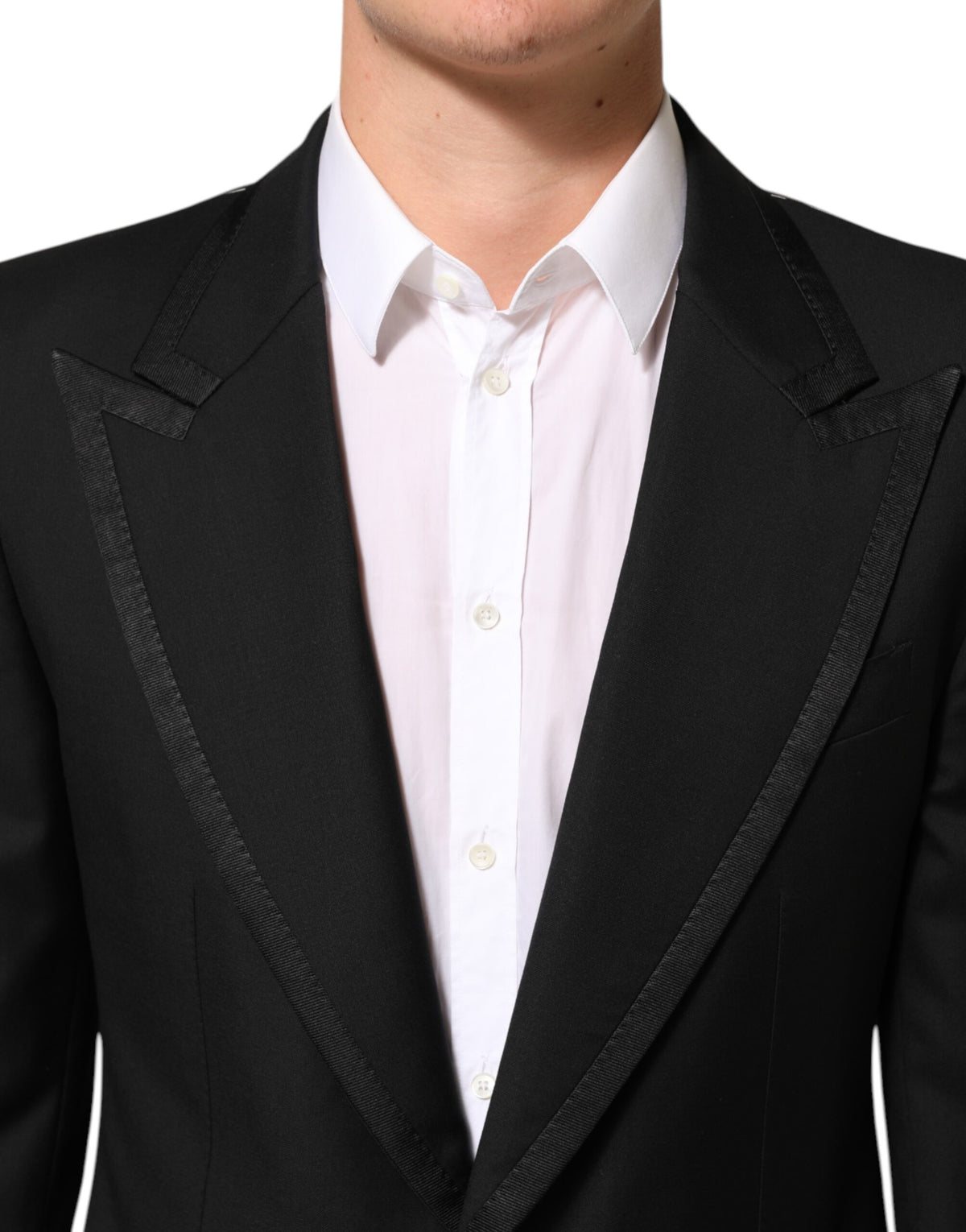 Dolce & Gabbana Black Wool 1 Button Suit Jacket Men Blazer - Eljoys Fashion 