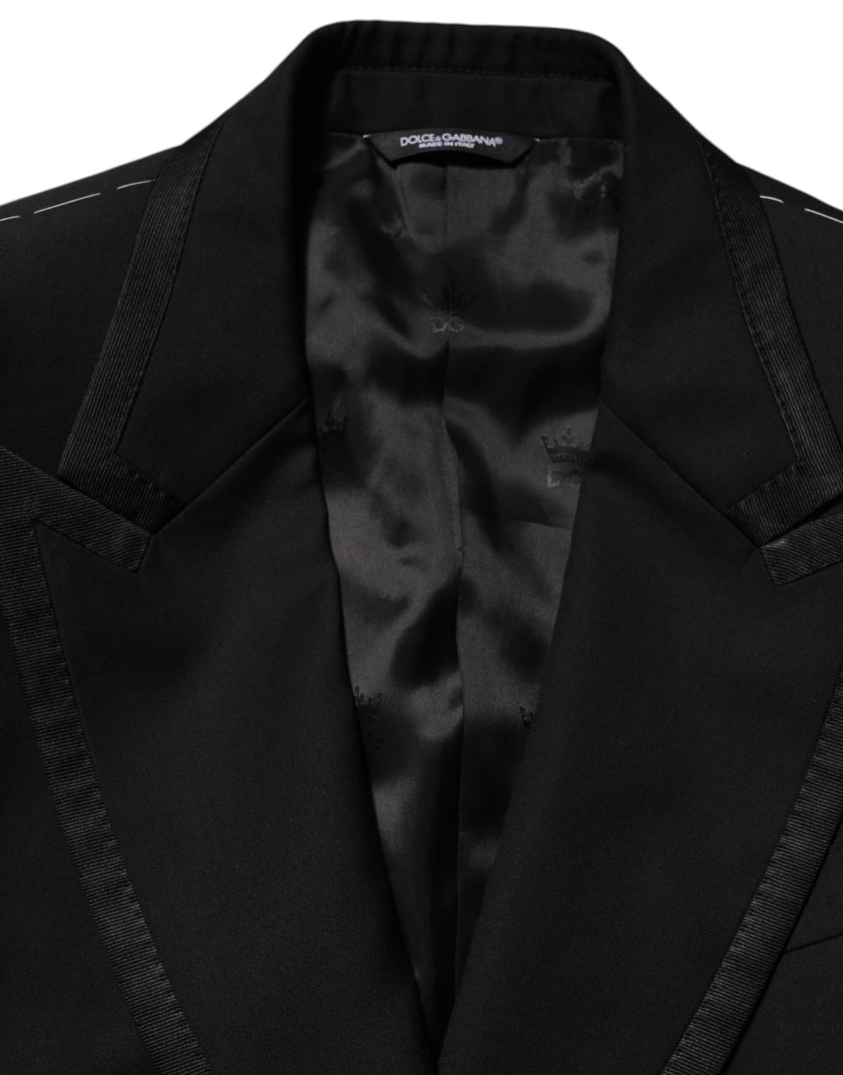 Dolce & Gabbana Black Wool 1 Button Suit Jacket Men Blazer - Eljoys Fashion 