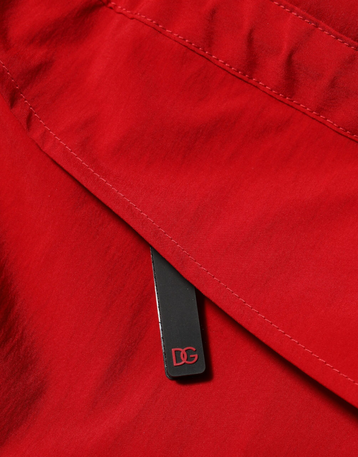 Dolce & Gabbana Red Nylon Hooded Men Full Zip Parka Jacket