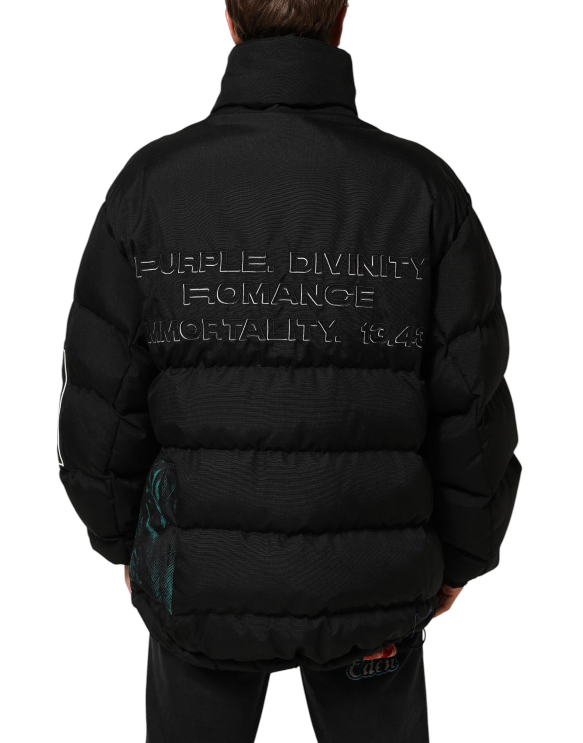 Dolce & Gabbana Black Nylon Puffer Men Full Zip Jacket - Eljoys Fashion 