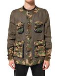 Dolce & Gabbana Brown Camouflage Linen Button Down Jacket - Eljoys Fashion 