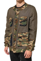 Dolce & Gabbana Brown Camouflage Linen Button Down Jacket - Eljoys Fashion 