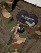 Dolce & Gabbana Brown Camouflage Linen Button Down Jacket - Eljoys Fashion 
