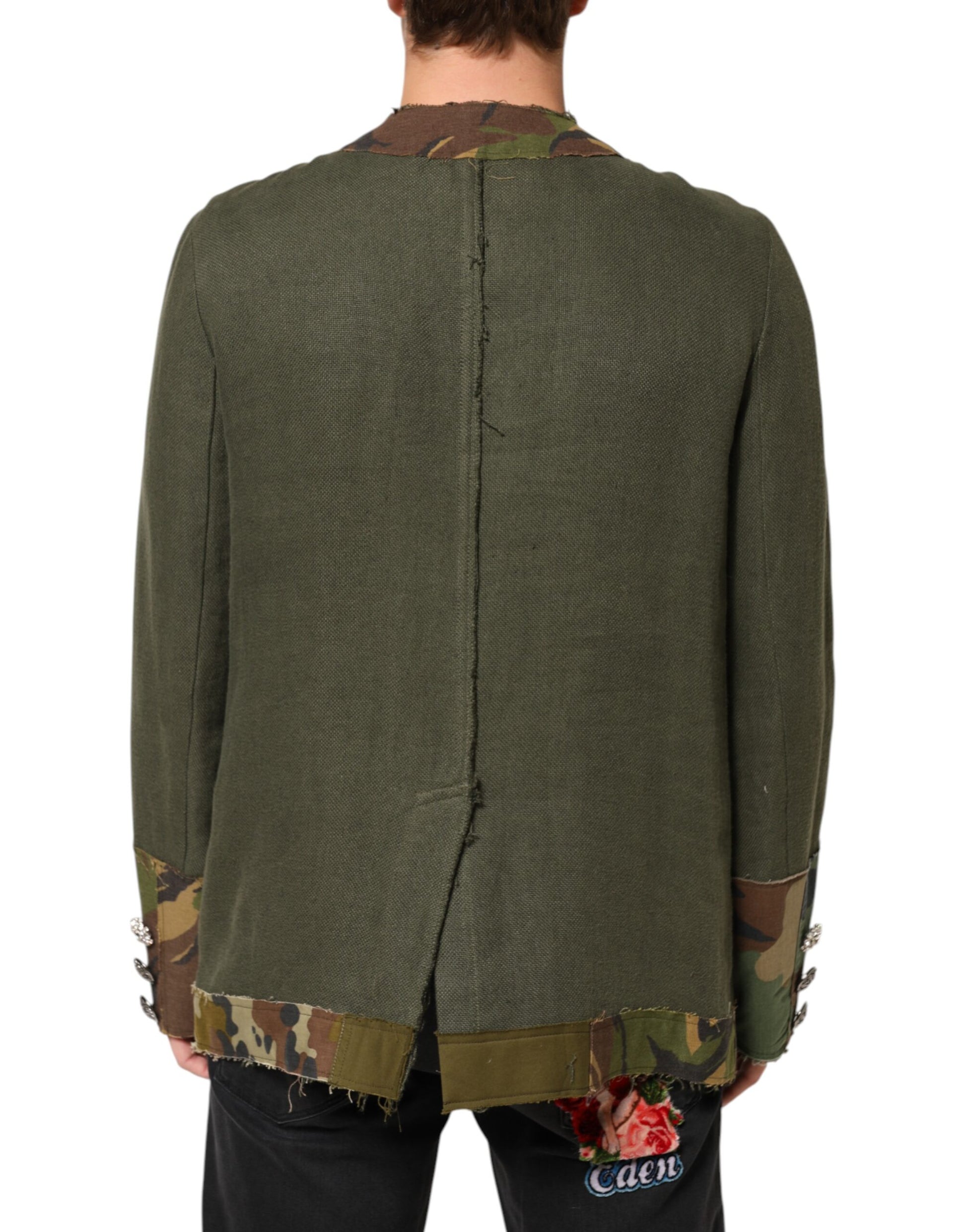 Dolce & Gabbana Brown Camouflage Linen Button Down Jacket