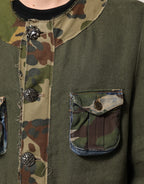 Dolce & Gabbana Brown Camouflage Linen Button Down Jacket - Eljoys Fashion 