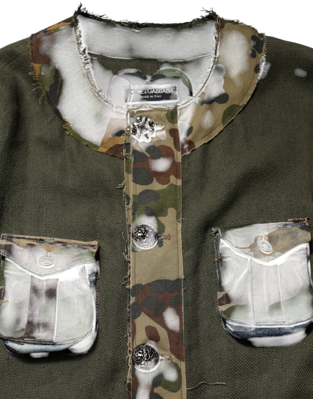 Dolce & Gabbana Brown Camouflage Linen Button Down Jacket - Eljoys Fashion 
