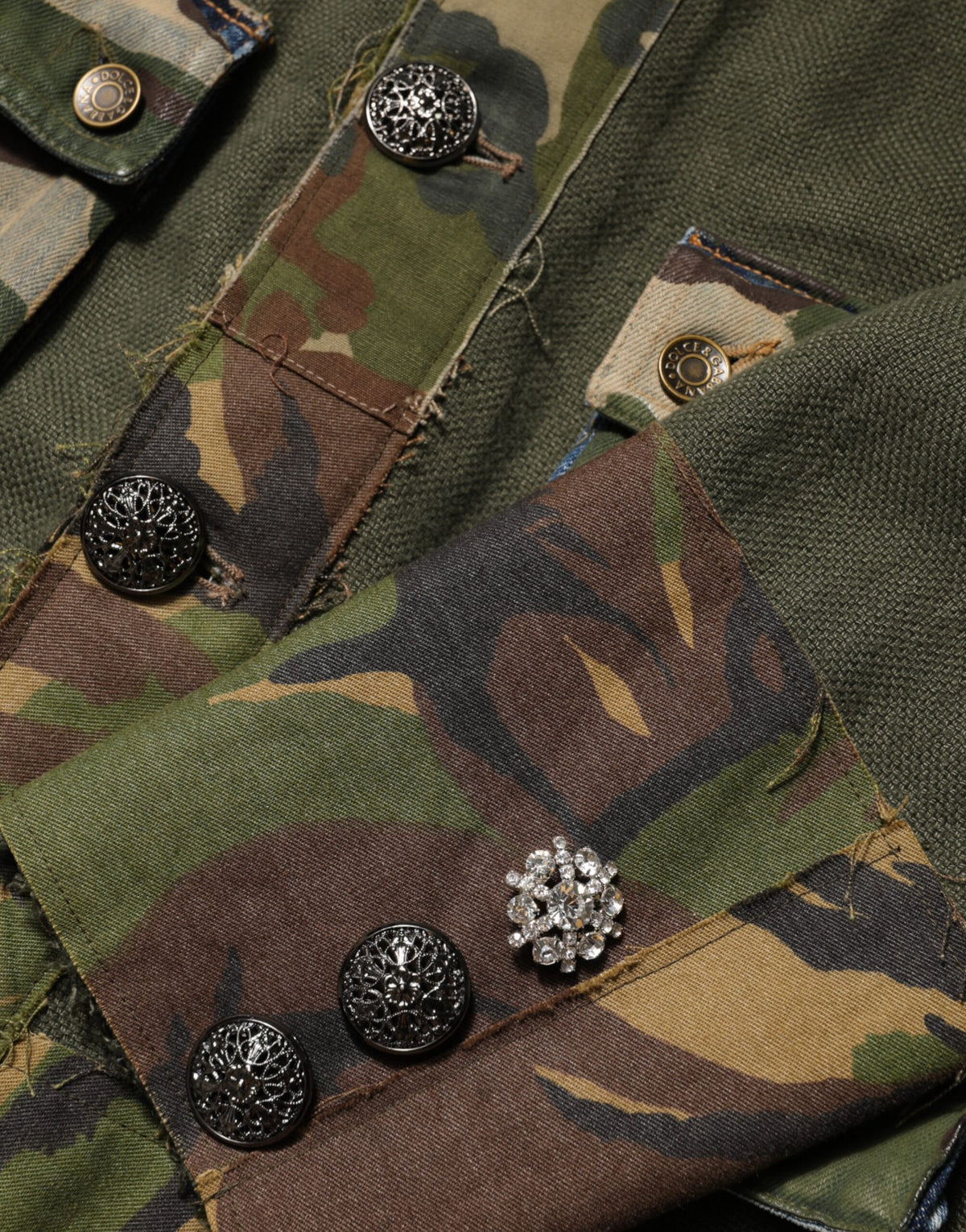 Dolce & Gabbana Brown Camouflage Linen Button Down Jacket - Eljoys Fashion 
