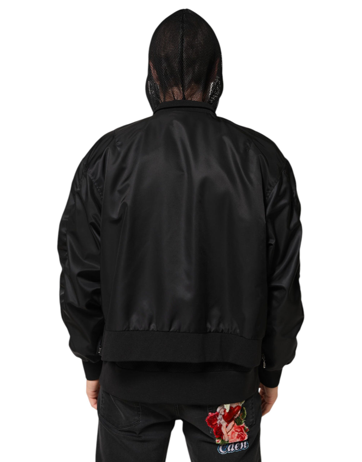 Dolce & Gabbana Black Nylon Hooded Full Zip Bomber Men Jacket - Eljoys Fashion 