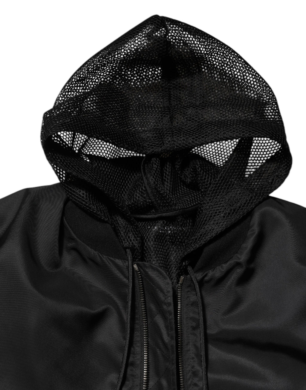 Dolce & Gabbana Black Nylon Hooded Full Zip Bomber Men Jacket - Eljoys Fashion 