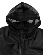 Dolce & Gabbana Black Nylon Hooded Full Zip Bomber Men Jacket - Eljoys Fashion 
