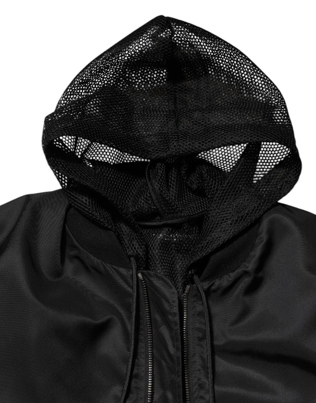 Dolce & Gabbana Black Nylon Hooded Full Zip Bomber Men Jacket - Eljoys Fashion 