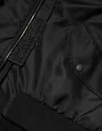 Dolce & Gabbana Black Nylon Hooded Full Zip Bomber Men Jacket - Eljoys Fashion 