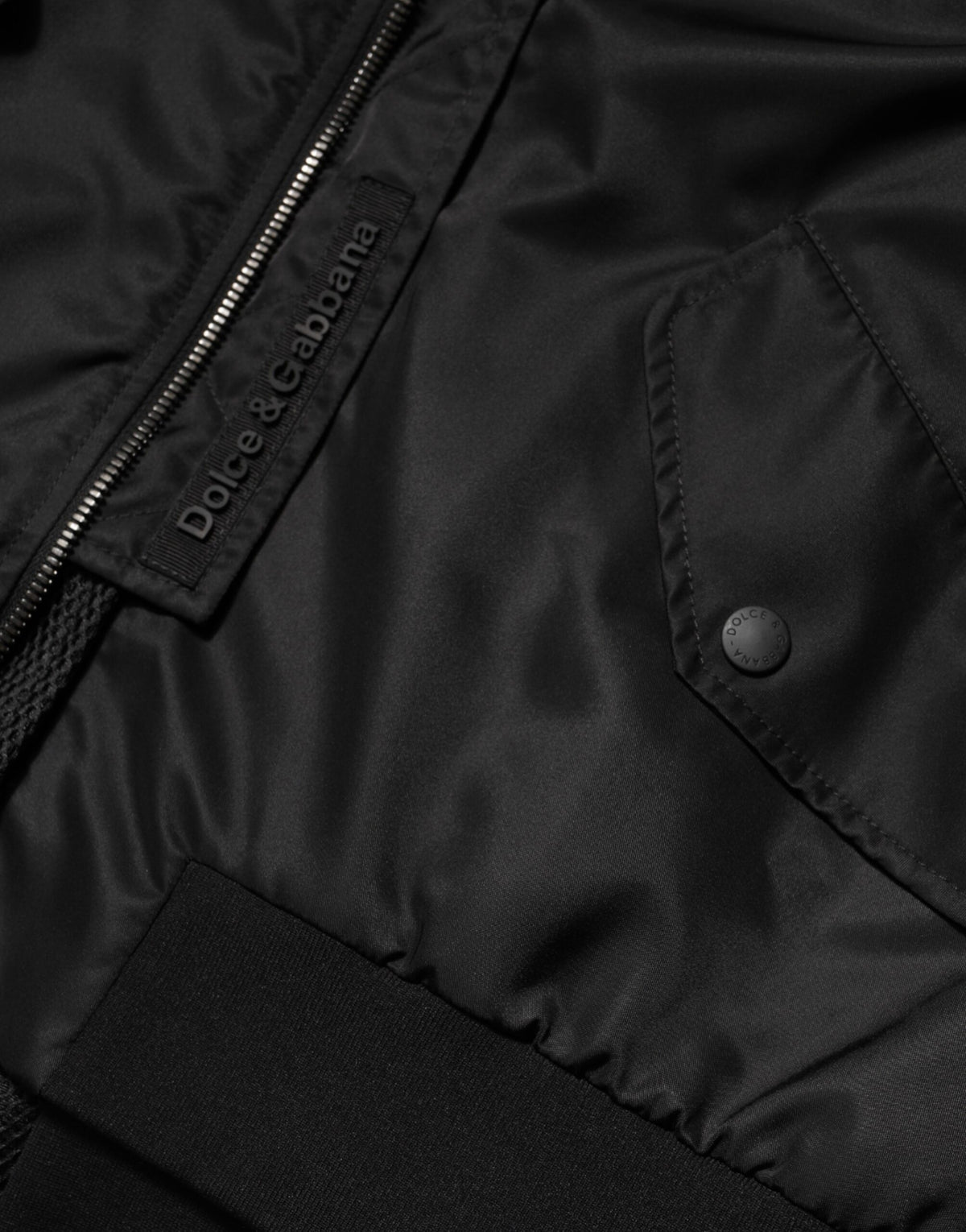 Dolce & Gabbana Black Nylon Hooded Full Zip Bomber Men Jacket - Eljoys Fashion 