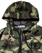 Dolce & Gabbana Green Camouflage Hooded Sweatshirt Jacket - Eljoys Fashion 