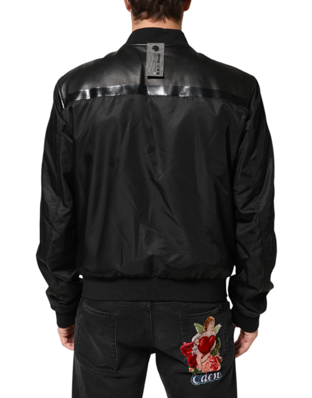 Dolce & Gabbana Black Leather Nylon FullZip Blouson Jacket - Eljoys Fashion 