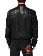 Dolce & Gabbana Black Leather Nylon FullZip Blouson Jacket - Eljoys Fashion 