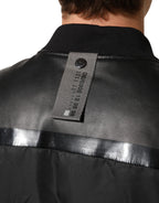 Dolce & Gabbana Black Leather Nylon FullZip Blouson Jacket - Eljoys Fashion 