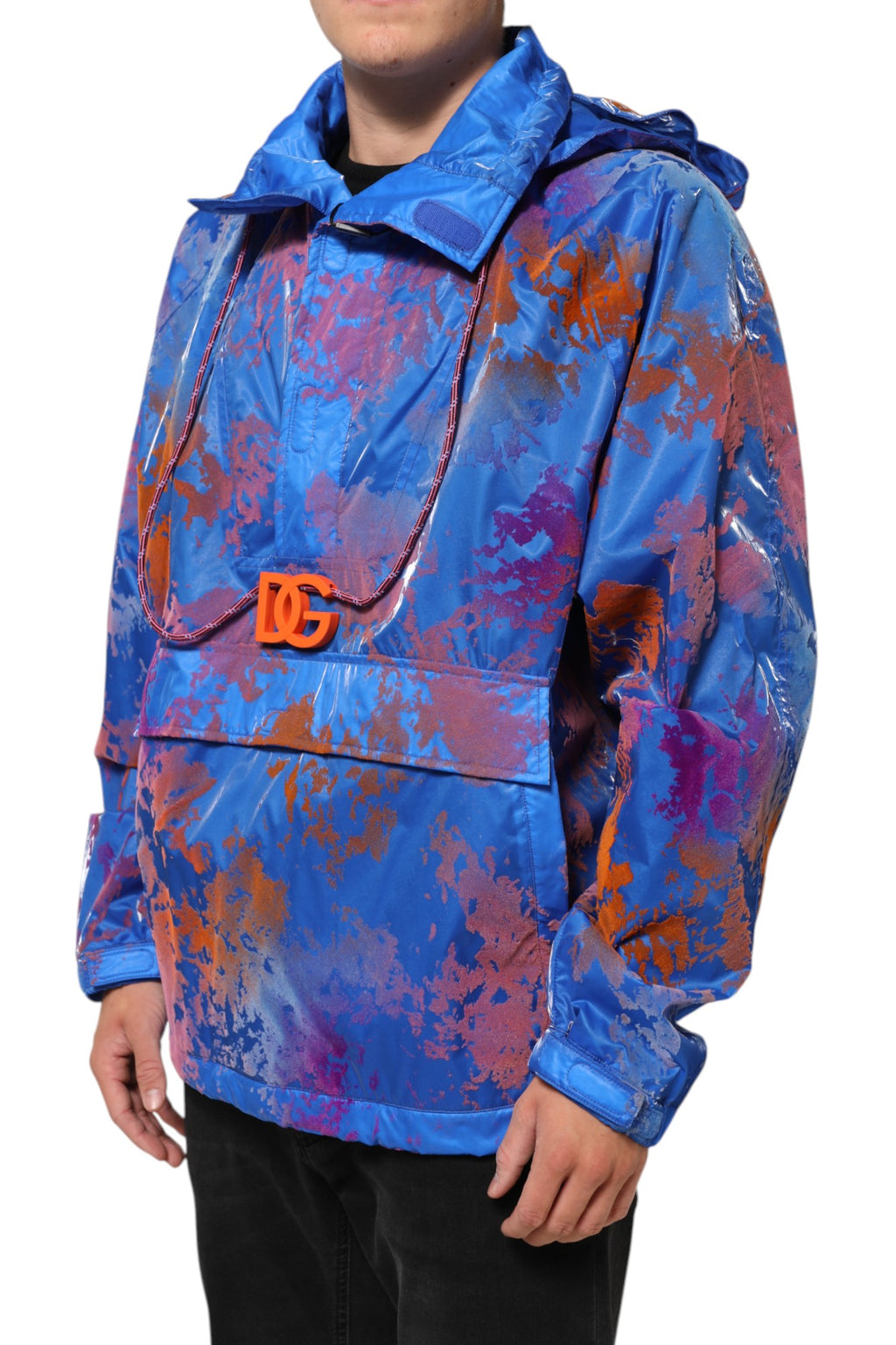 Dolce & Gabbana Blue Tie Dye Logo Hooded Sweatshirt Jacket - Eljoys Fashion 