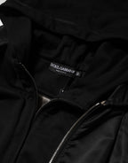 Dolce & Gabbana Black Cotton Hooded Full Zip Bomber Jacket - Eljoys Fashion 