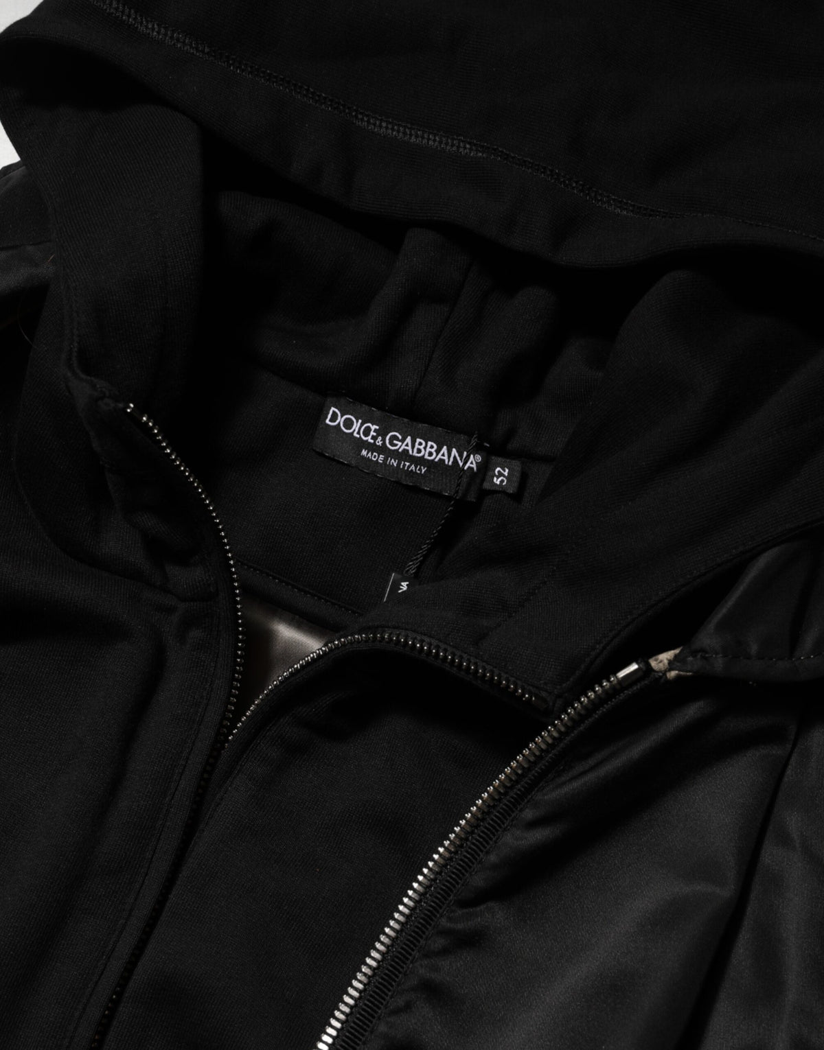 Dolce & Gabbana Black Cotton Hooded Full Zip Bomber Jacket - Eljoys Fashion 