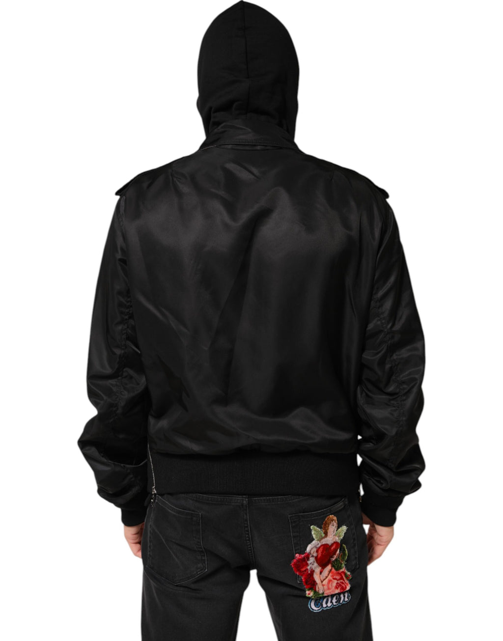 Dolce & Gabbana Black Cotton Hooded Full Zip Bomber Jacket - Eljoys Fashion 