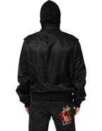Dolce & Gabbana Black Cotton Hooded Full Zip Bomber Jacket - Eljoys Fashion 