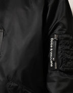 Dolce & Gabbana Black Cotton Hooded Full Zip Bomber Jacket - Eljoys Fashion 