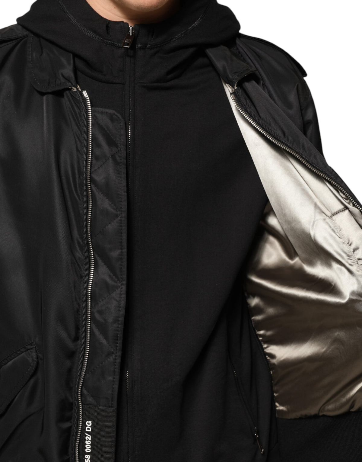 Dolce & Gabbana Black Cotton Hooded Full Zip Bomber Jacket - Eljoys Fashion 