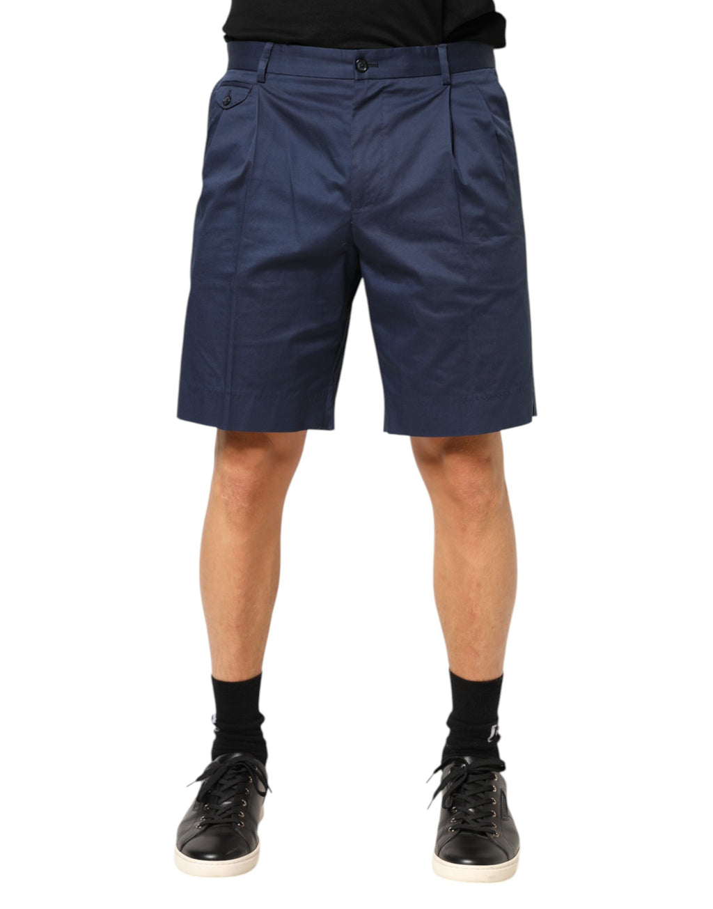 Dolce & Gabbana Blue Cotton Stretch Mid Waist Bermuda Shorts - Eljoys Fashion 