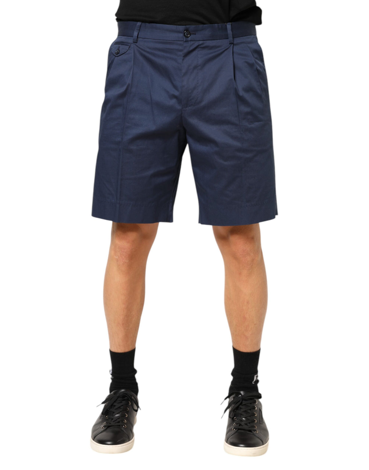 Dolce & Gabbana Blue Cotton Stretch Mid Waist Bermuda Shorts - Eljoys Fashion 