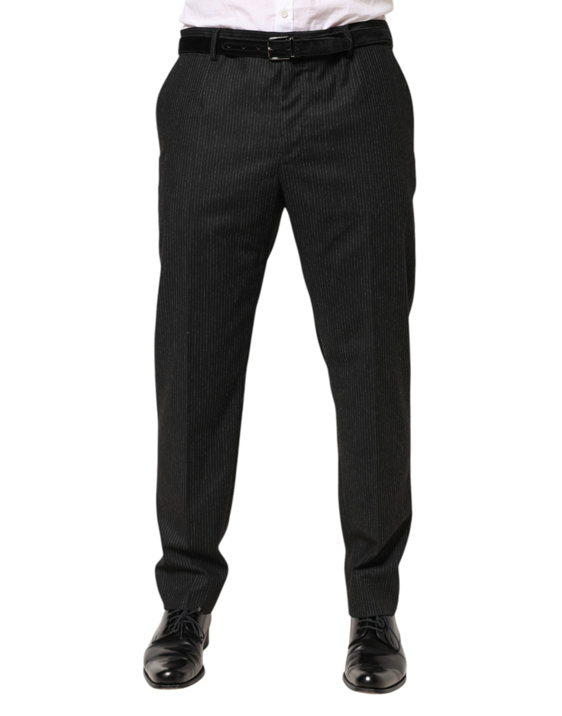 Dolce & Gabbana Black Cotton Mid Waist Dress Trouser Pants Dolce & Gabbana