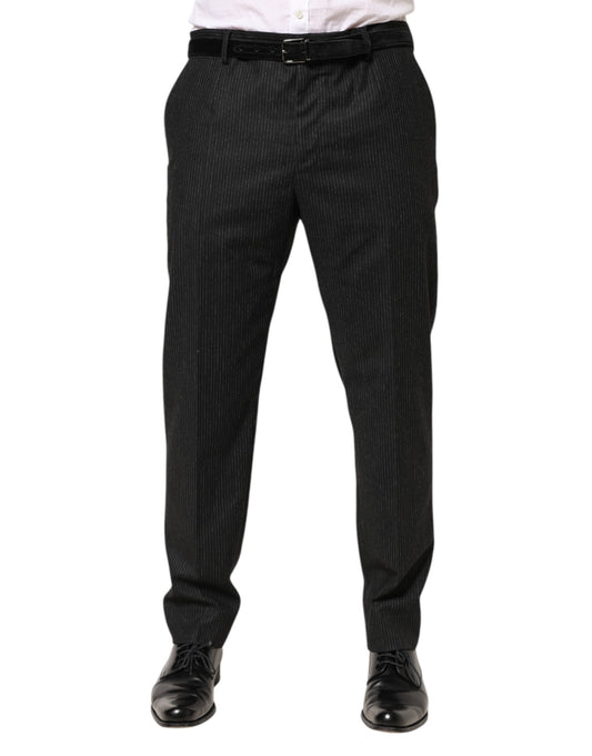 Dolce & Gabbana Black Cotton Mid Waist Dress Trouser Pants Dolce & Gabbana