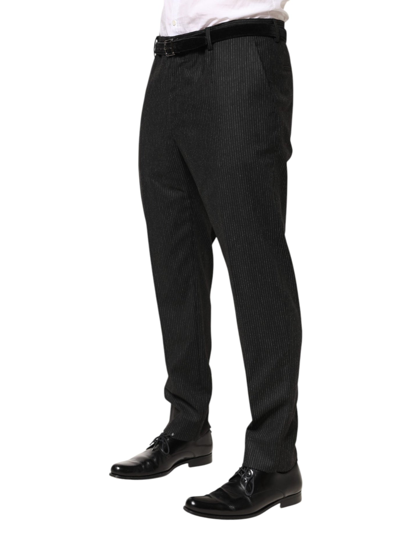 Dolce & Gabbana Black Cotton Mid Waist Dress Trouser Pants Dolce & Gabbana
