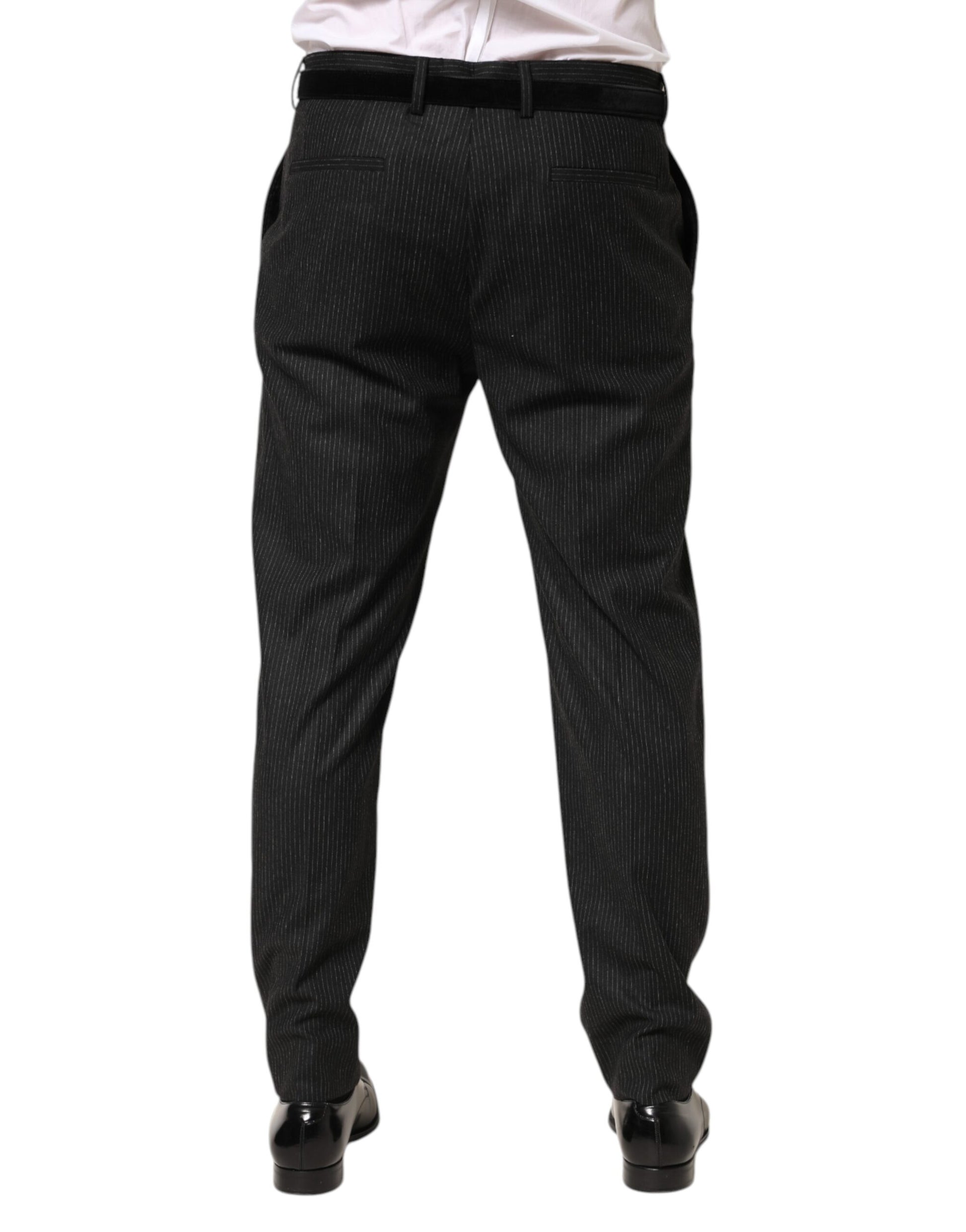 Dolce & Gabbana Black Cotton Mid Waist Dress Trouser Pants Dolce & Gabbana