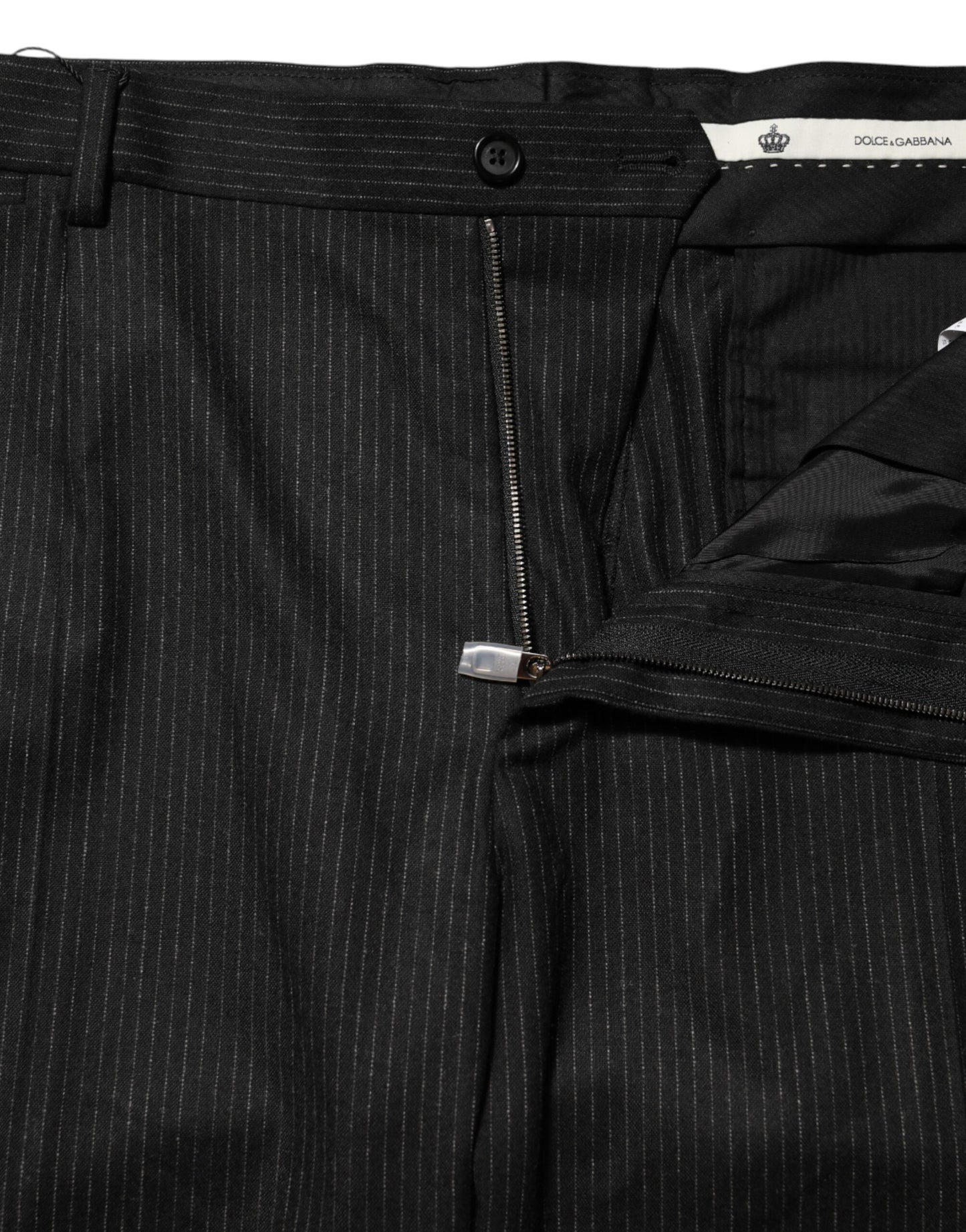 Dolce & Gabbana Black Cotton Mid Waist Dress Trouser Pants Dolce & Gabbana