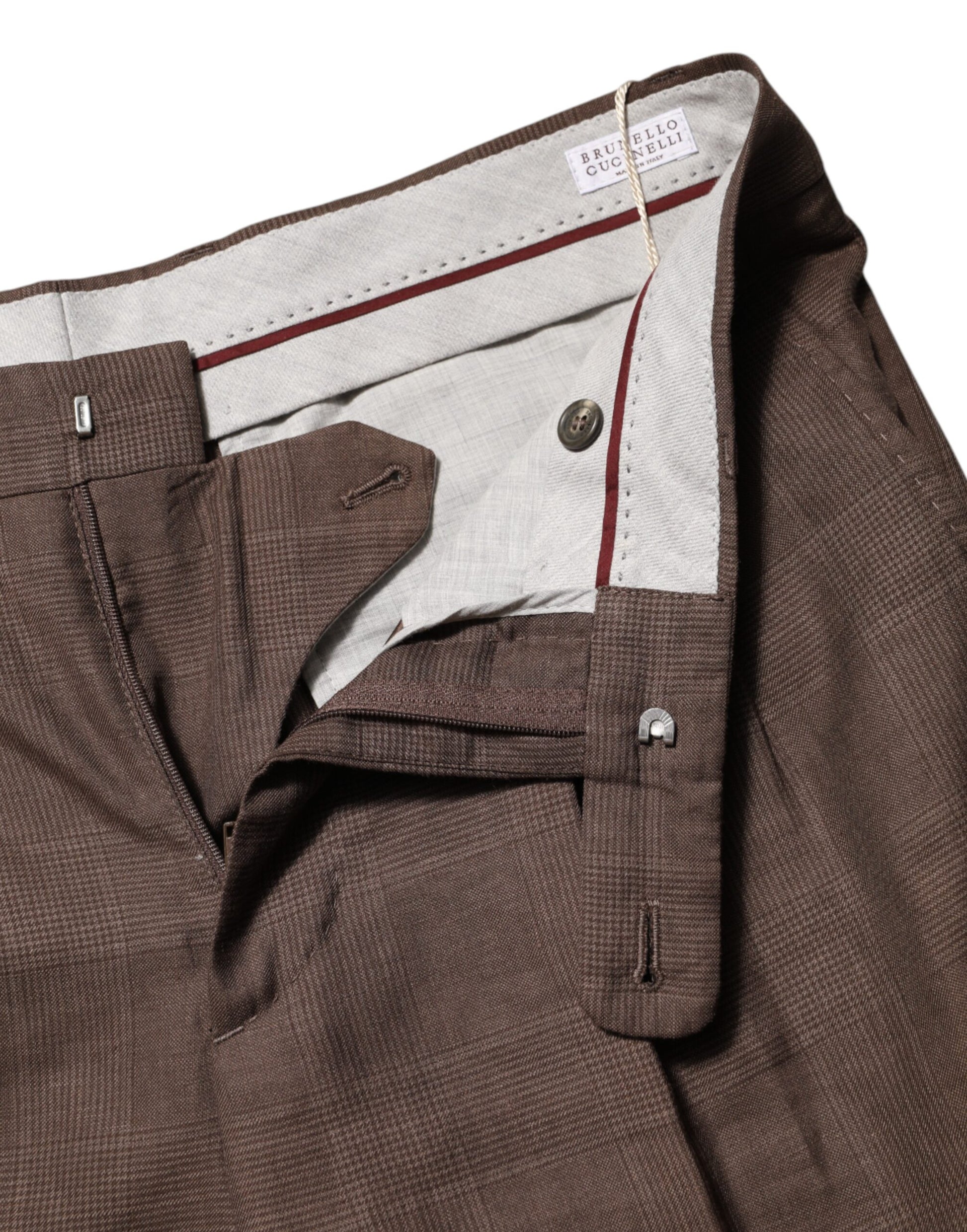Brunello Cucinelli Brown Wool Mid Waist Dress Trouser Pants Brunello Cucinelli