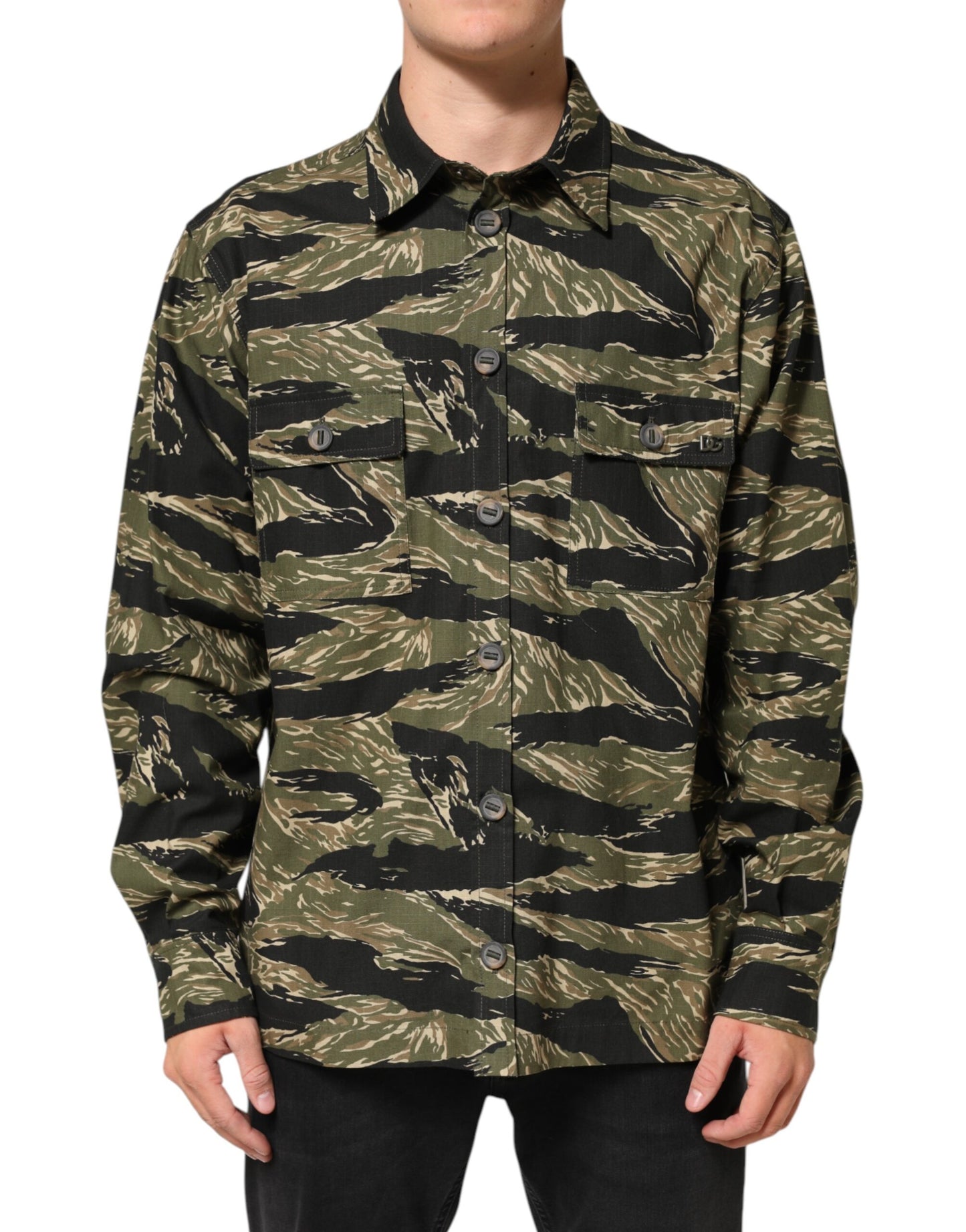 Dolce & Gabbana Multicolor Camouflage Cotton Casual Shirt Dolce & Gabbana