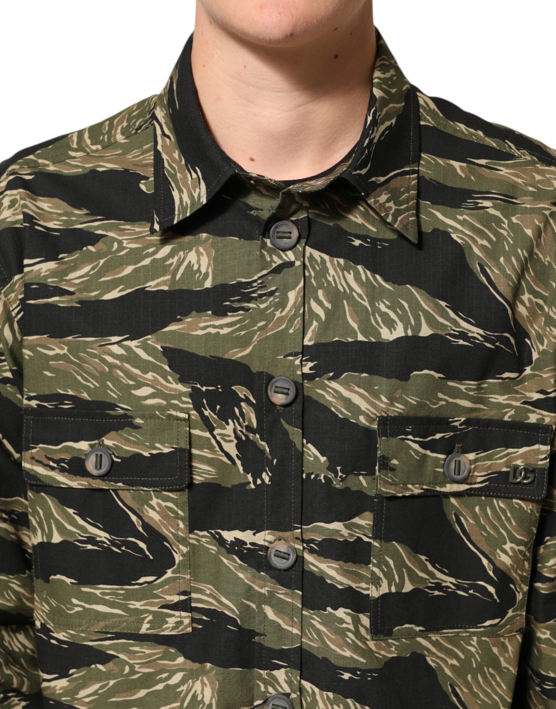 Dolce & Gabbana Multicolor Camouflage Cotton Casual Shirt Dolce & Gabbana