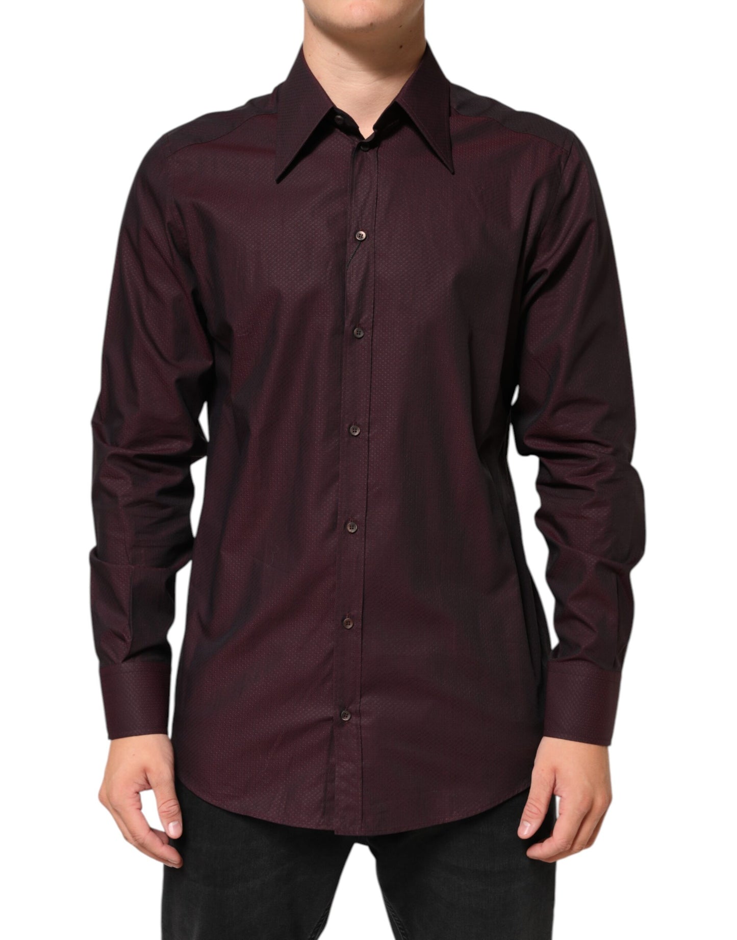 Dolce & Gabbana Violet GOLD Cotton Collared Dress Formal Shirt Dolce & Gabbana